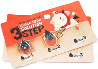 Elizavecca Набор для очищения кожи носа от черных точек Black Head Solution 3 Step Nose Strip¶