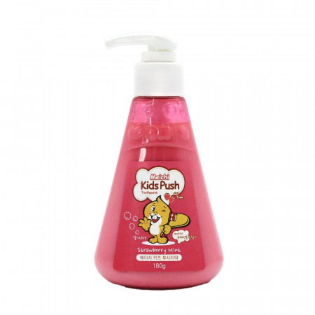 Tooth Paste Kids Push Srtrawberry Mint Детская зубная паста с экстрактом клубники с дозатором