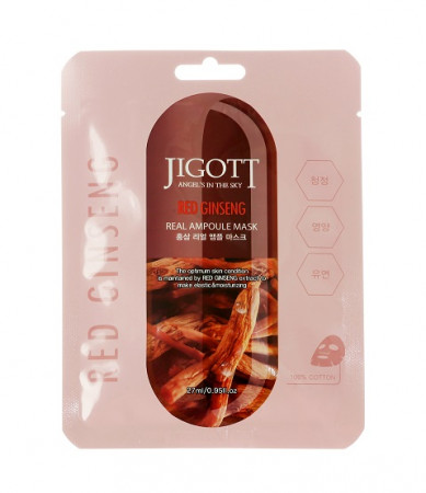 Jigott Red Ginseng Acid Real Ampoule Mask Ампульная маска с экстрактом женьшеня, 27 мл
