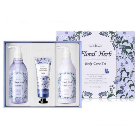 Medi Flower Набор средств для ухода за телом c ароматом лаванды Body Care Set Floral Herb, 300/300 мл /80 гр