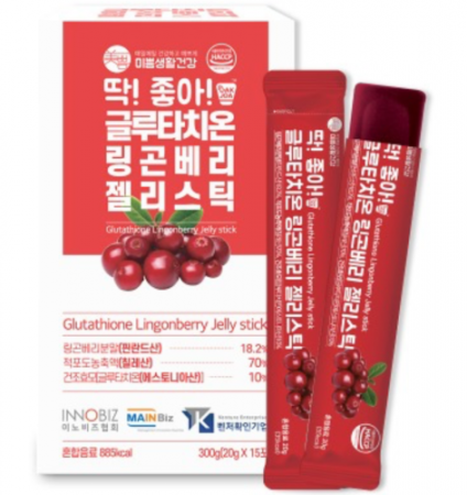 Mippeum Добавка желе с глутатионом и брусникой, 15 стиков, Glutathione Lingonberry Jelly Stick