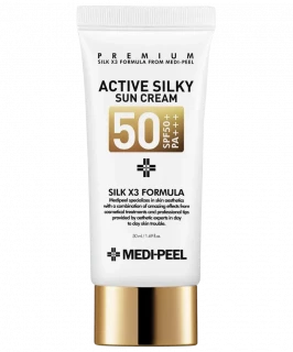 MEDIPEEL Солнцезащитный крем с пептидами и шёлком, Active silky sun cream SPF50+ PA+++