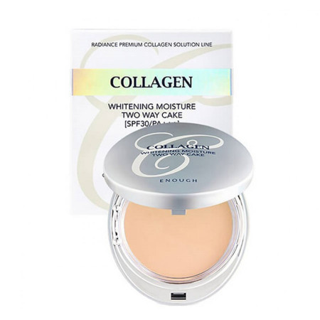 Пудра со сменным блоком тон 21 Enough Collagen Whitening Moisture Two Way Cake SPF 30 PA+++