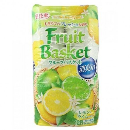 Бумага туалетная 2х слойная Fruit Basket Лимон/лайм, 27,5 м, Marutomi 12 рулонов