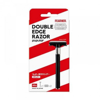 Feather Классический Т-образный станок SAFETY RAZOR со сменными двухсторонними лезвиями ручка + 2 см
